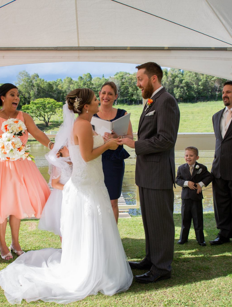 Brisbane marriage celebrant Mandi Forrester-Jones officiating a wedding