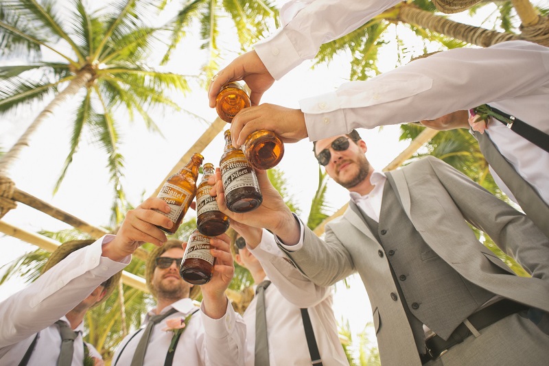 Groomsmen at a beach wedding