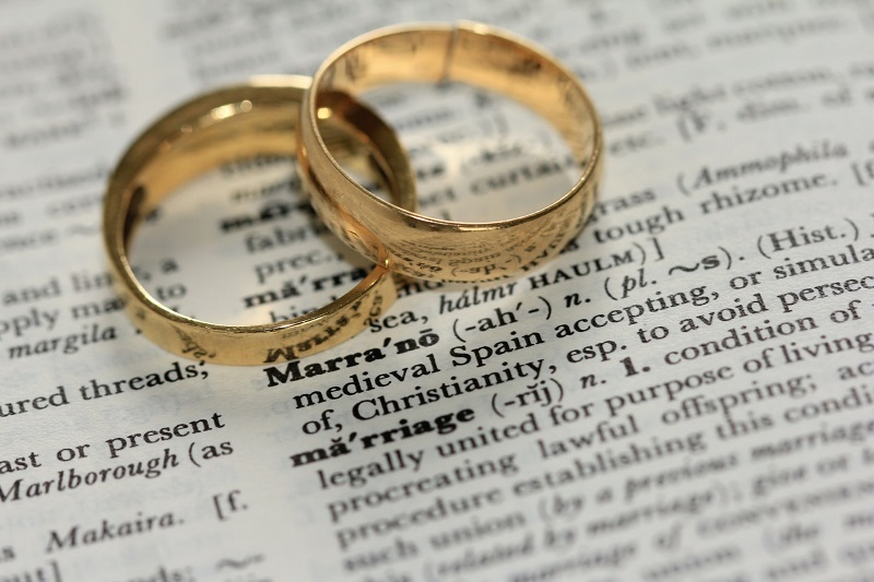 Wedding rings on a dictionary